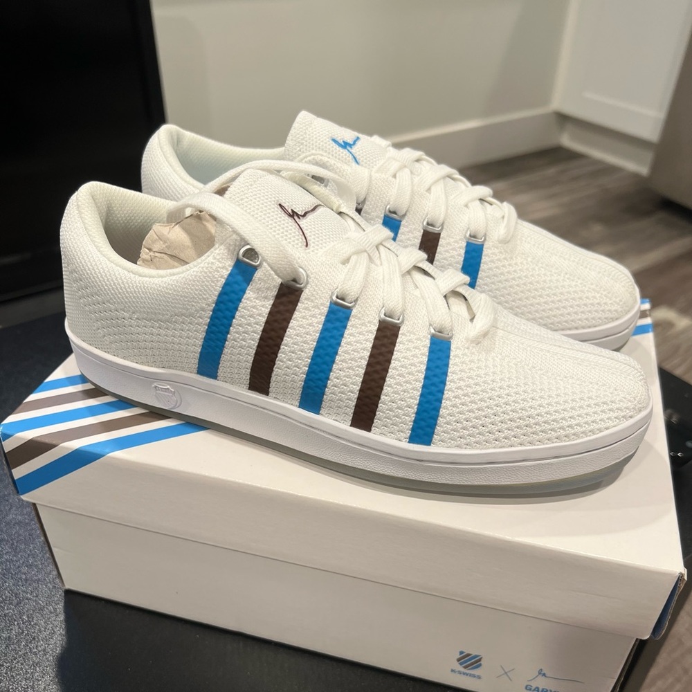 Adidas K-SWISS Men's White and Blue Sneakers - “clouds and dirt” size 8